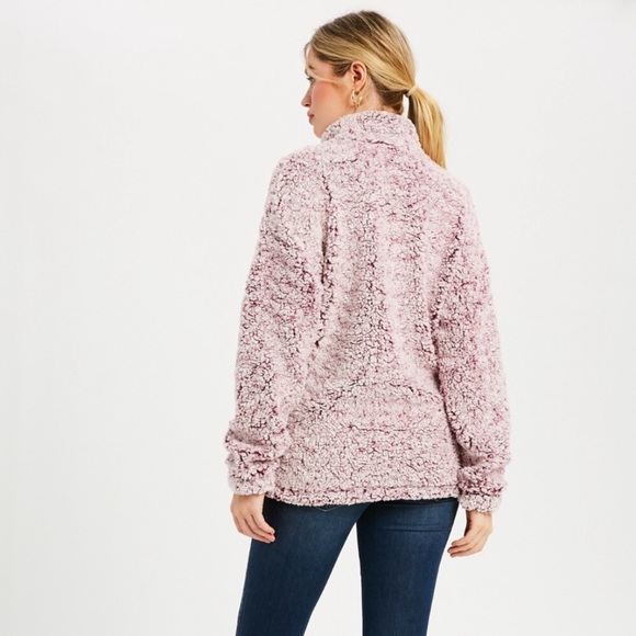 ❗️LAST❗️Sherpa Quarter Zip Pullover in Plum - Picture 7 of 7